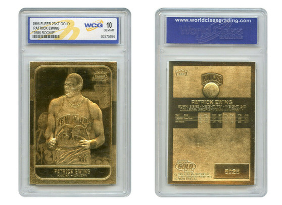 Patrick Ewing 1986 Fleer Rookie 23K Gold '98 Card Sculptured Graded Gem Mint 10