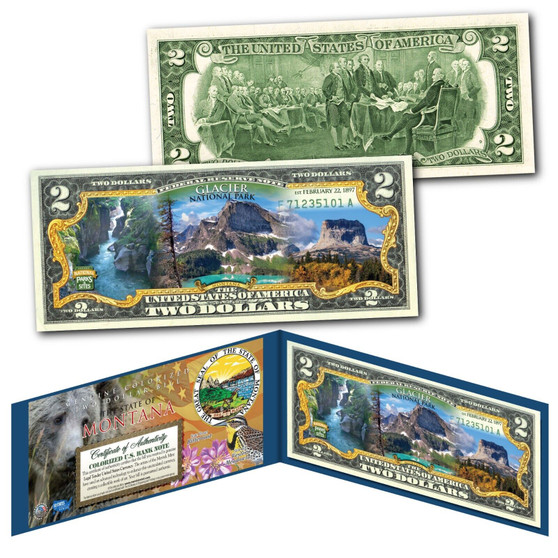 GLACIER NATIONAL PARK Montana Genuine Legal Tender $2 Bill