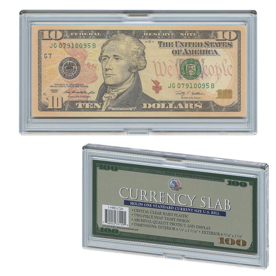 DELUXE CURRENCY SLAB Case Banknote Money Holder for U.S. Dollar Bills - QTY 10