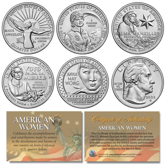 2022 American Women Quarters US Mint 5 Coin Complete Set in Capsules - D Mint