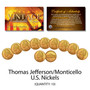 Thomas Jefferson 1970's 80's 90's NICKELS Uncirculated 24K Gold Clad - QTY 10