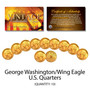George Washington 1980's U.S. QUARTERS Uncirculated 24K Gold Plated - QTY 10