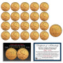 2025 US Penny Cent Uncirculated w/COA 24K Gold Plated - FINAL ISSUE - Lot of 25