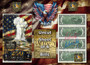 Uncut Sheet of 4 $2 Bills Liberty Colorized America 250 - Old Faithful