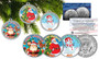 Merry Christmas 2015 Santa & Snowman Set of 3 Colorized JFK Half Dollar Christmas Ornaments
