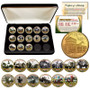 Triple Crown Winners 24K Gold Plated Thoroughbred Horse Racing 13 Coin Set Kentucky State Quarters With Case