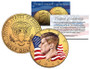 2018 Waving Flag Gold 24K Gold Plated & Colorized JFK Half Dollar 2