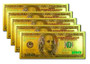 Set of Five (5) 24K Gold Foil Embossed $100 Bills 1-Sided Notes