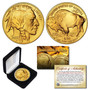 24K Gold-Plated Clad American $50 Buffalo Replica Coin with Optional Case