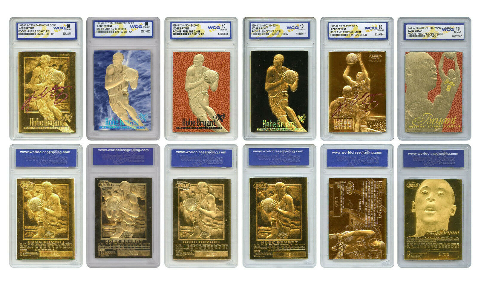 graded kobe bryant rookie cards 1996-97 Topps #138 RC PSA 9 MINT (Old Label!) Basketball Card Guy Kobe Bryant Set of 6