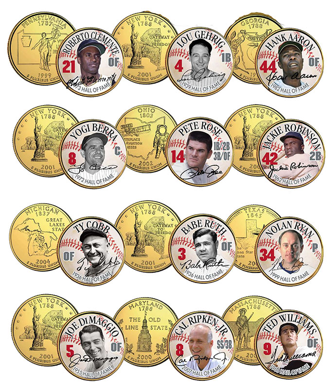 Individual Golden Baseball Legends Hall Of Fame Colorized State