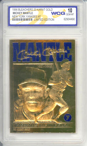 Mickey Mantle Yankees #7 1996 23K Gold Sculptured Card Graded Gem