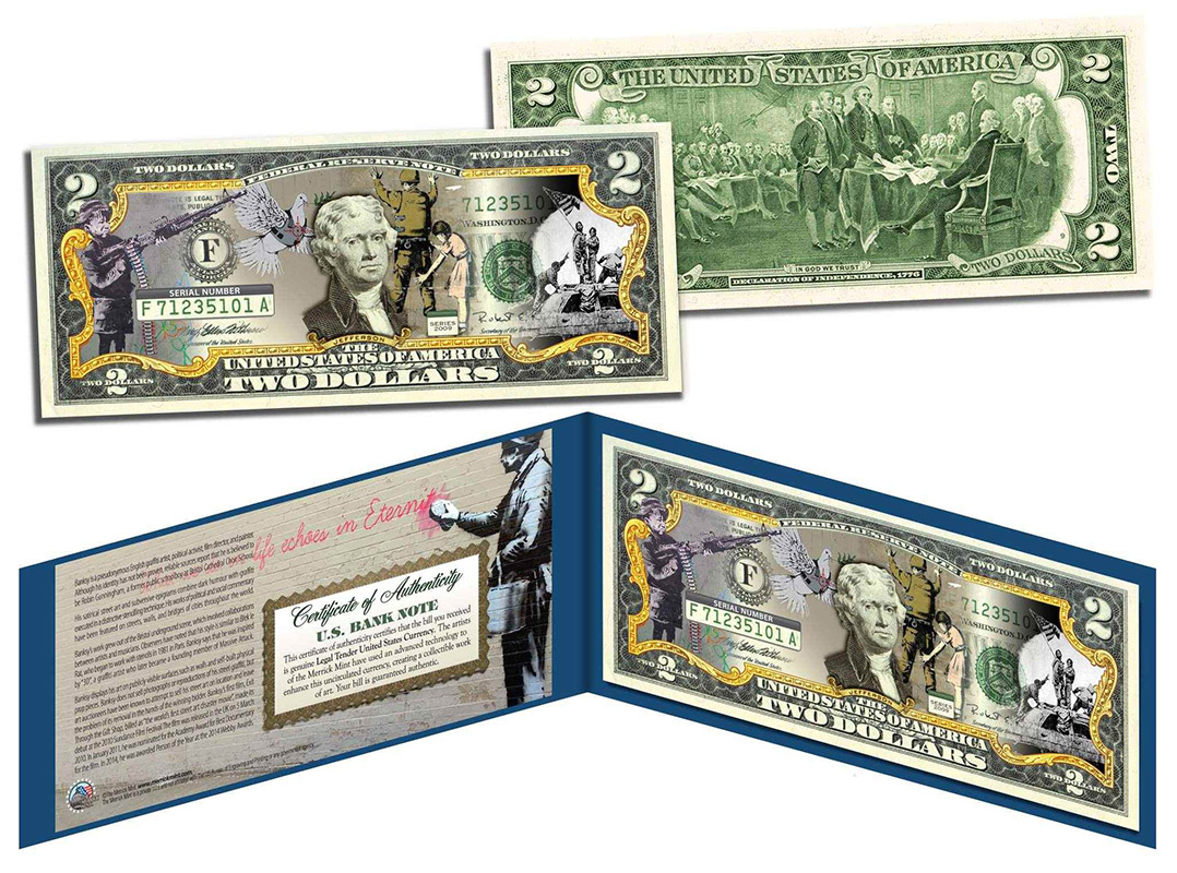 Banksy Series Colorized $2 Bills