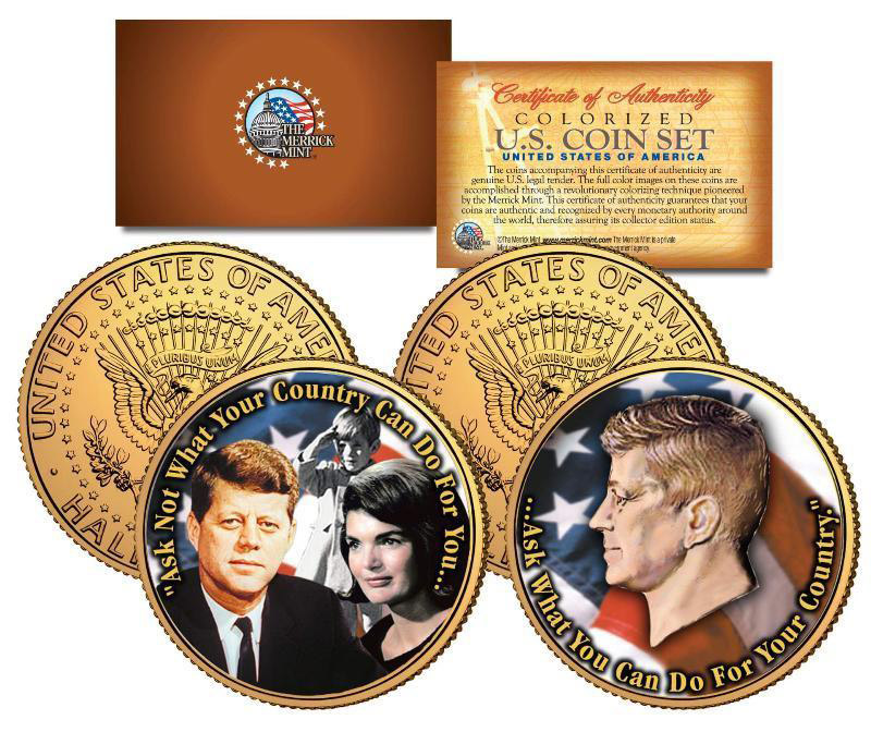 John F. Kennedy Famous Quote 24K Gold Plated and Colorized JFK Half ...