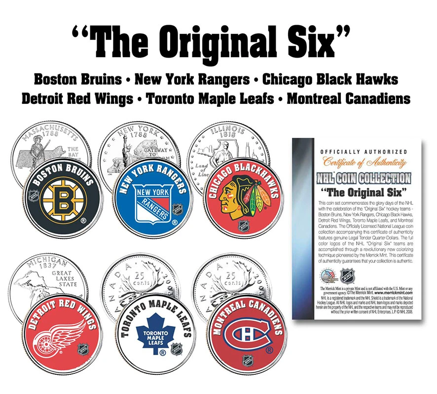 NHL Original Six U.S. & Canada Colorized Quarter Collection
