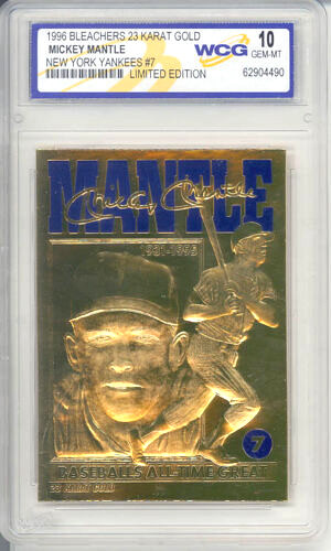 Mickey Mantle Yankees #7 1996 23K Gold Sculptured Card Graded Gem
