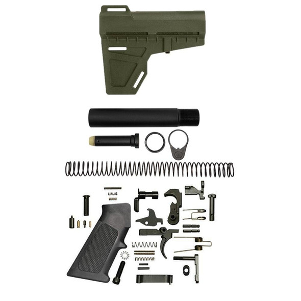 KAK INDUSTRY KAK Shockwave Lower Build Kit OD GREEN, AR 15 Pistol Lower Build Kit, Pistol Lower Build Kit, AR 15 Lower Build Kit, AR 15 Lower Kit, AR15 Lower Build Kit, AR 15 Lower Parts, AR 15 Lower Receiver Parts, AR15 Kit, AR 15 Kit, Best AR 15 Lower Build Kit, American Made AR 15 Lower Build kit