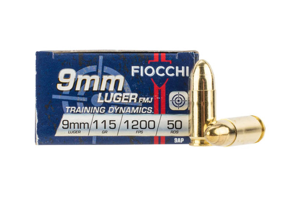 Fiocchi 9AP 9mm Luger 115gr Full Metal Jacket Ammo - 50 round box
