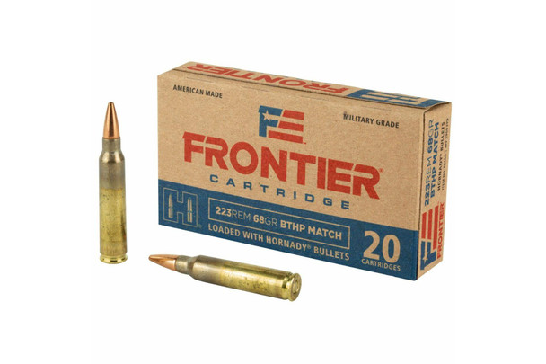 Hornady Frontier Cartridge Lake City 223 Rem 68 Grain Boat Tail Hollow Point Match Rifle Ammo - 20 Rounds