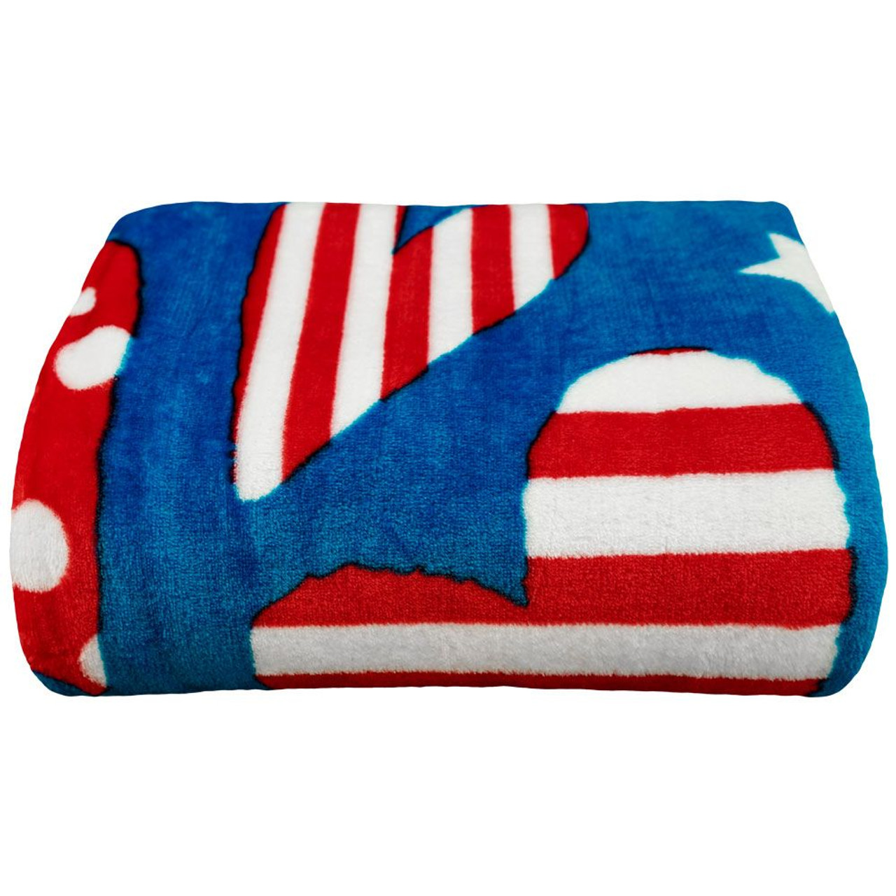 PATRIOTIC HEARTS SOFT PLUSH 50X60IN BLANKET