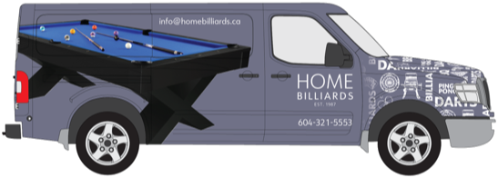 Home Billiards Nissan service van illustration with pool-table graphics