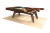 Luxx pool table by CANADA BILLIARD showing the various layers of construction that makes the pool table sturdy and strong.