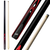 Dufferin Aggressor Red Snooker Cue — full separated cue and finish detail composite
