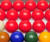 Eleven red,one yellow,one green,one blue and one orange ball