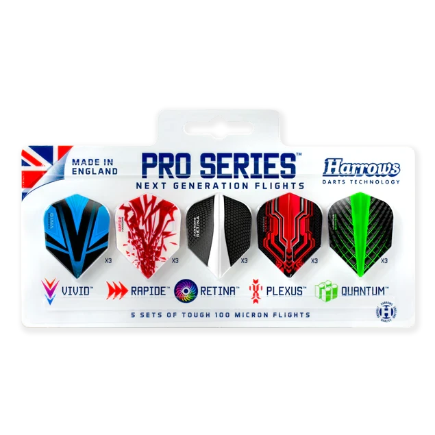Harrows Pro Series dart flight pack with five flight designs.