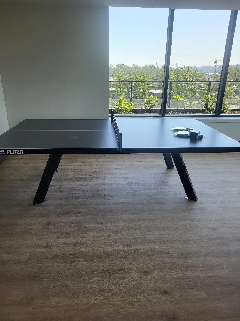 Table tennis table set up by Home Billiards at the same completed installation