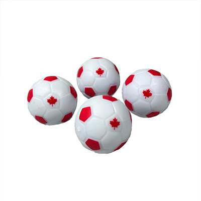 Four red and white Canada flag foosball balls.
