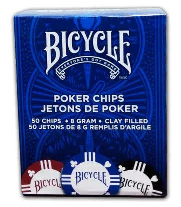 Bicycle Clay Poker Chips 8 Gram 50-count pack.