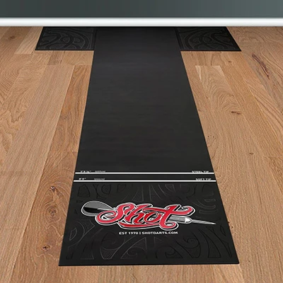 Shot Pro T Dart Mat marked with a throwing line.