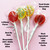 Product descriptive photo with five bright colored lollipops on extra long white paper sticks, in clear bags. Showing twist tie and back of lollipop ingredient and nutrition facts label, all on a light purple background.
