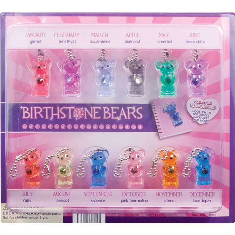 Birthstone Bears Key Chains 2-inch Toy Capsules 250 pcs