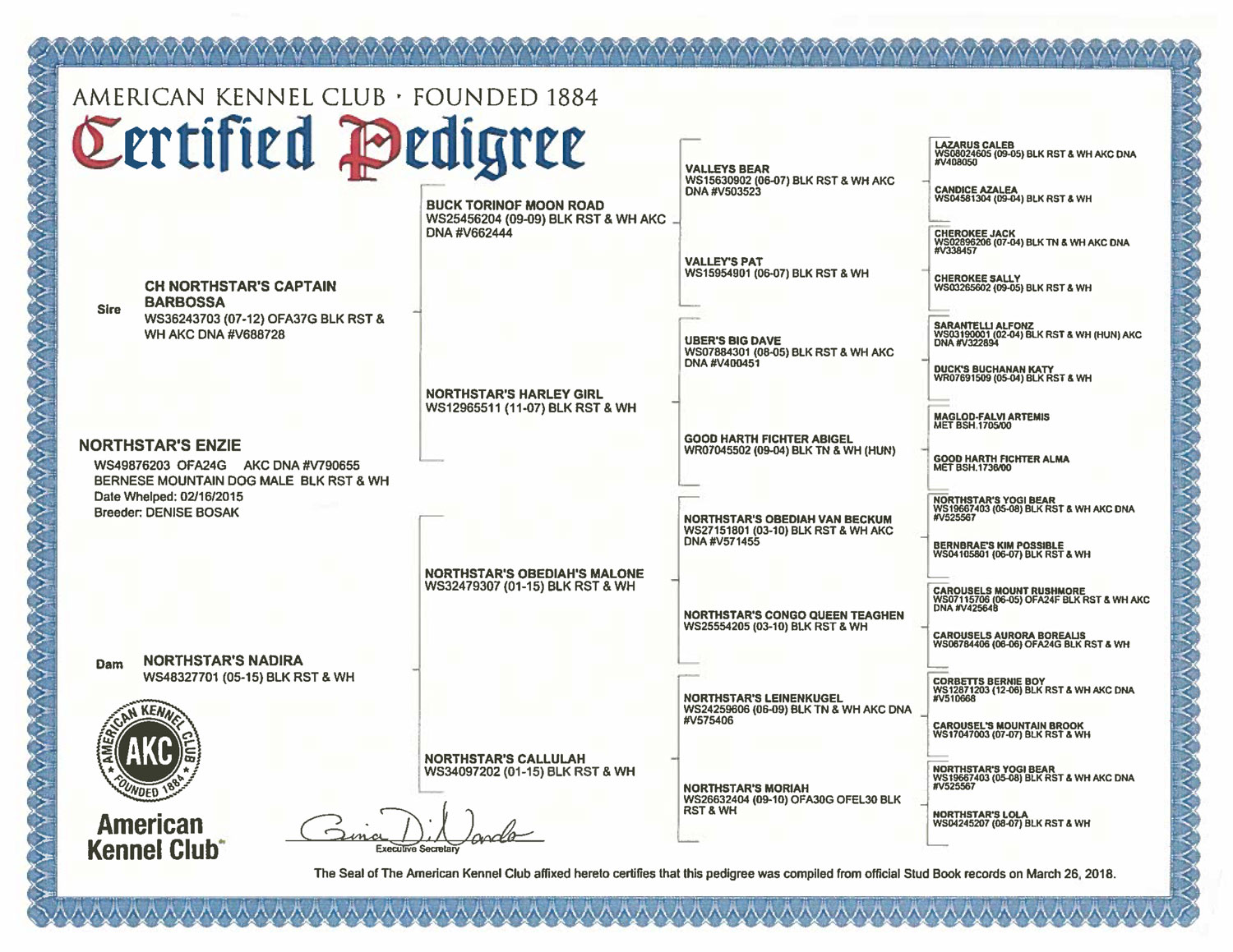 pedigree certificate