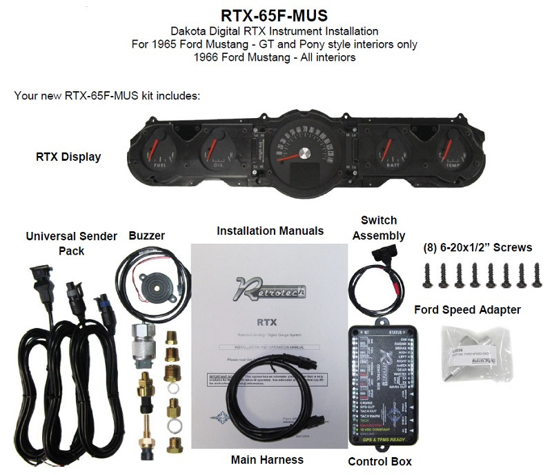 Dakota Digital 1965-66 Ford Mustang Retrotech Customizable Analog