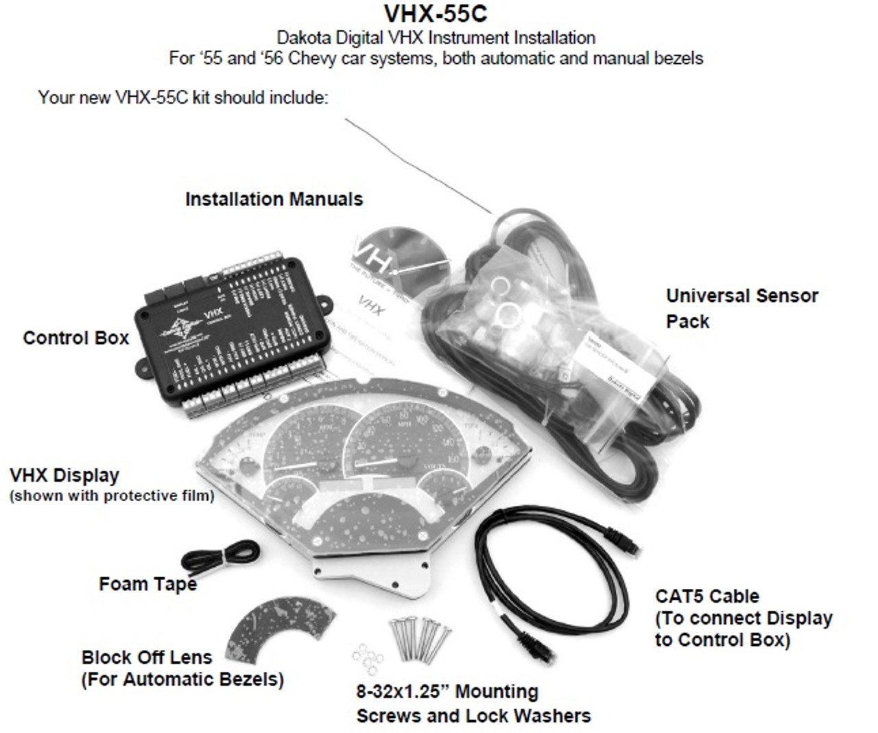 Dakota Digital 55 56 Chevy Car Analog Dash Gauges Instruments