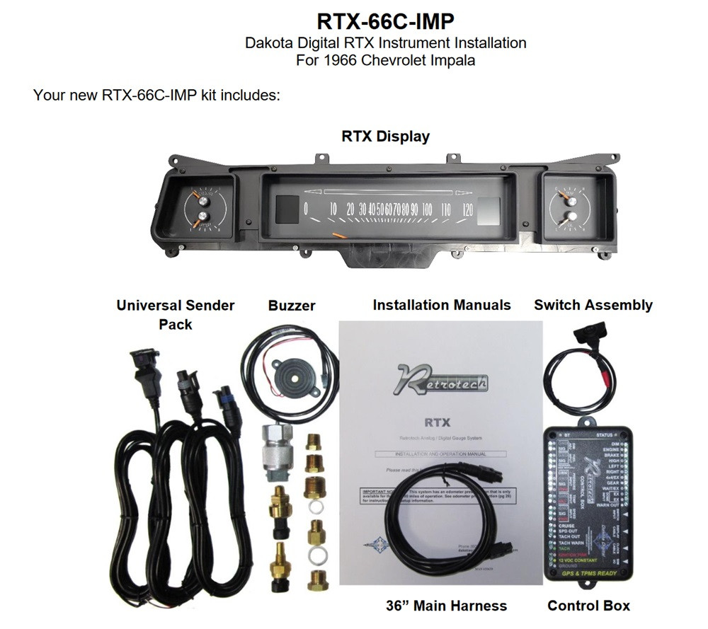Dakota Digital 1966 Chevy Impala Retrotech Gauge System RTX-66C-IMP-X