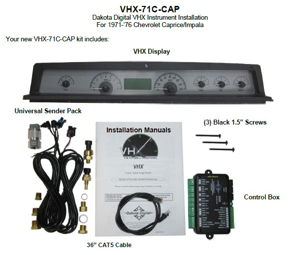 Dakota Digital 71 - 76 Chevy Impala / Caprice Analog Dash Gauges
