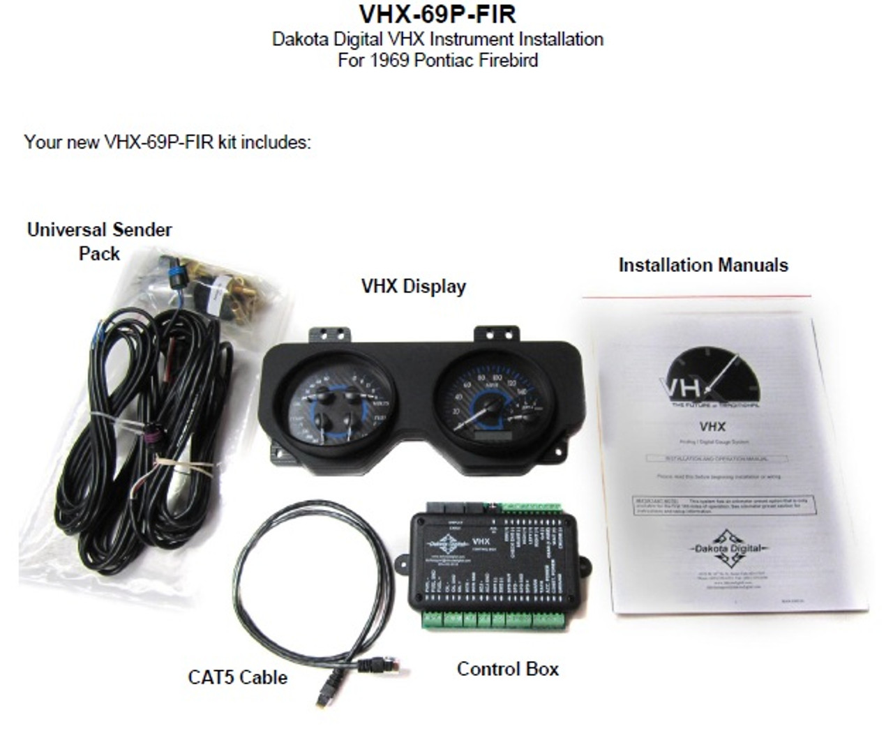 Dakota Digital 69 Pontiac Firebird Analog Dash Gauges Instrument