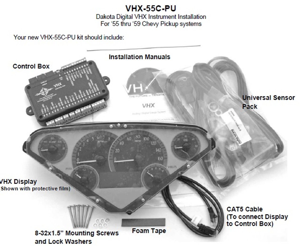 Dakota Digital 55 56 57 58 59 Chevy Pickup Truck Analog Dash