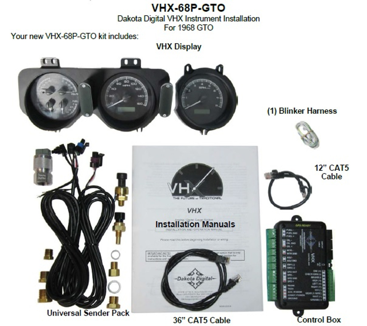 Dakota Digital 68 Pontiac Gto Lemans Tempest Analog Dash Gauges Instrument System Vhx 68p Gto Dakota Digital 68 Pontiac Gto Lemans Tempest Analog Dash Gauges Instrument System Vhx 68p Gto