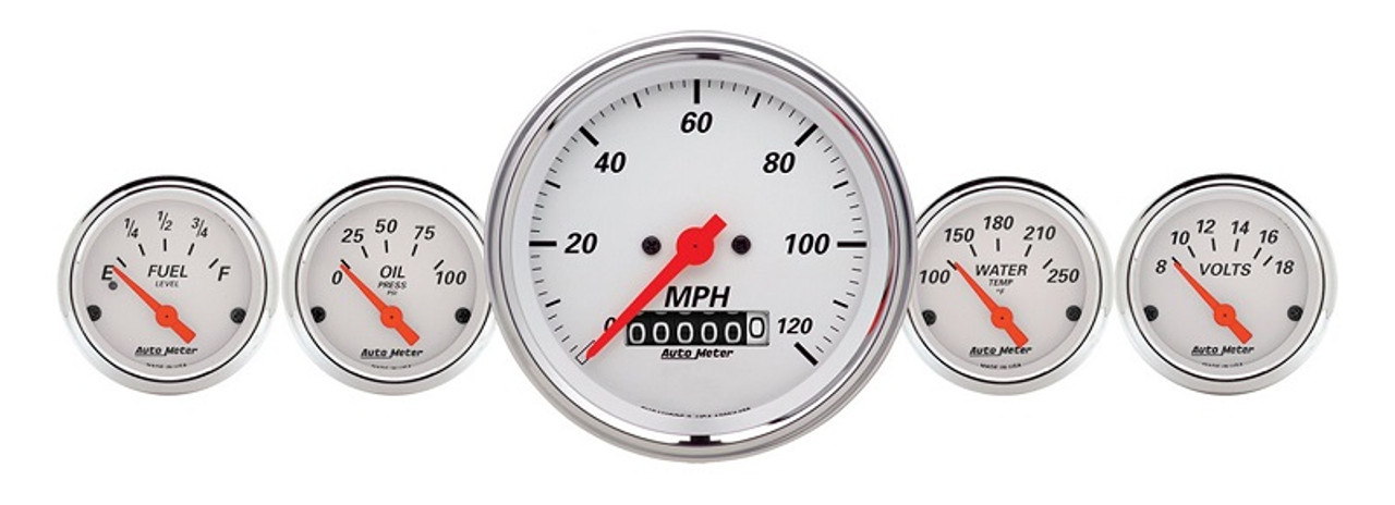 Auto Meter Arctic White 5 pc Gauge Kit 3-3/8