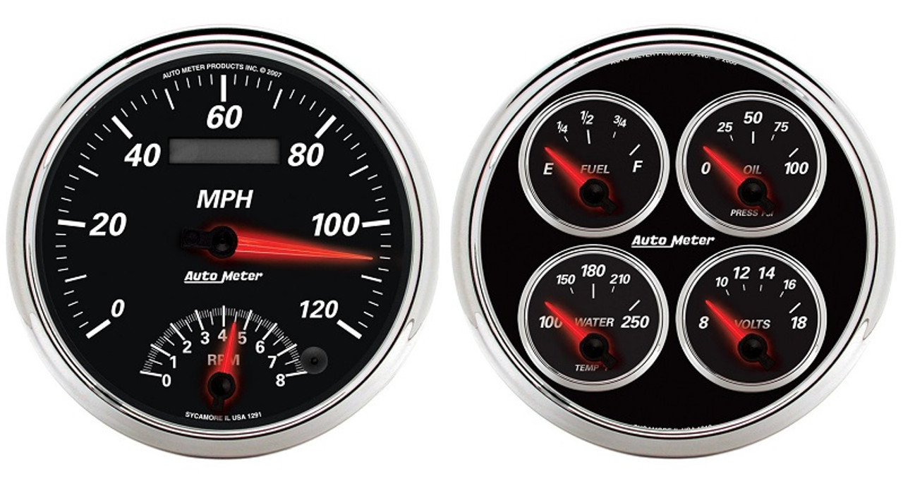 Auto Meter Designer Black II 2 pc Gauge Kit, 5