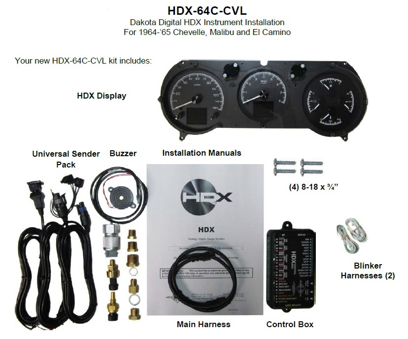 Dakota Digital 64 65 Chevy Chevelle El Camino Malibu Analog Gauge