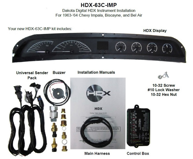 Dakota Digital 63-64 Chevy Impala Customizable Gauges Kit HDX-63C-IMP