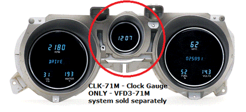 Dakota Digital CLK-69M Compatible with 1969-70 Ford Mustang Direct Fit Digital Clock Gauge with Blue and Teal Lenses 