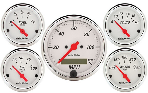 Auto Meter Arctic White 5 pc Gauge Kit 3-3/8