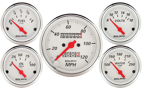 Auto Meter Arctic White 5 pc Gauge Kit 3-3/8